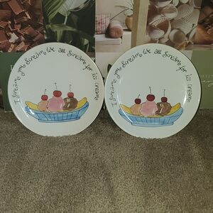Pottery Barn "We All Scream For Ice Cream" 7.5" Plate Ice Cream  - Banana Split